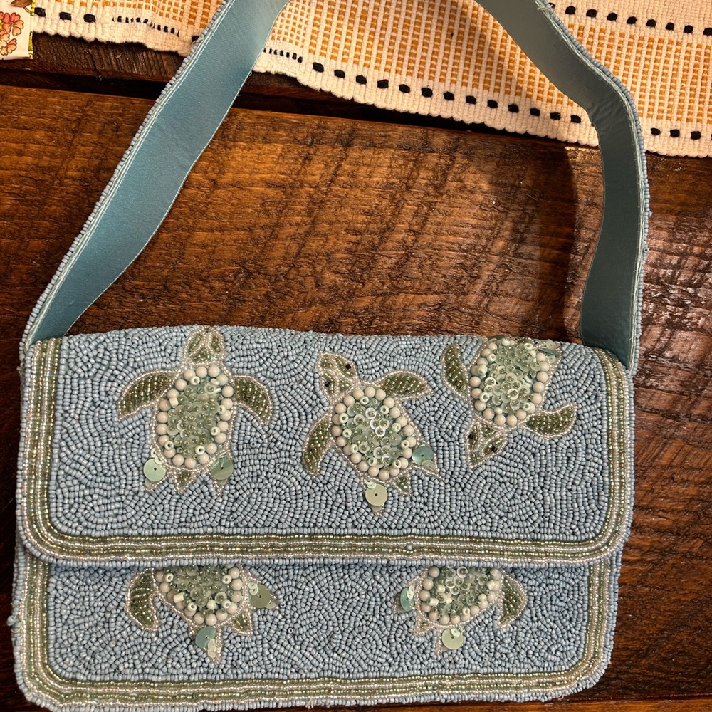 Beaded Sea Turtle Design Women's Bag